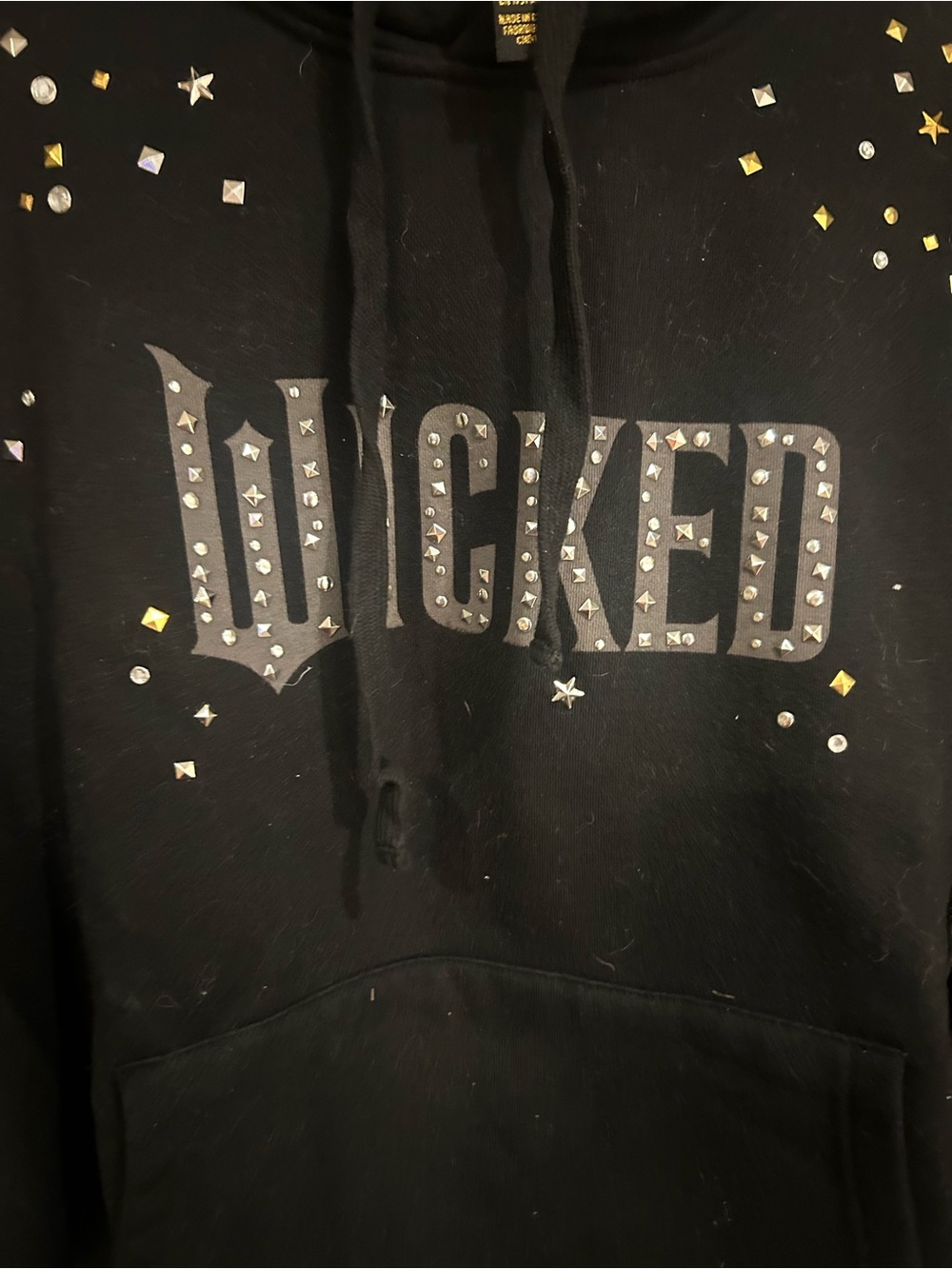 Black Studded 'Wicked' Graphic Hoodie